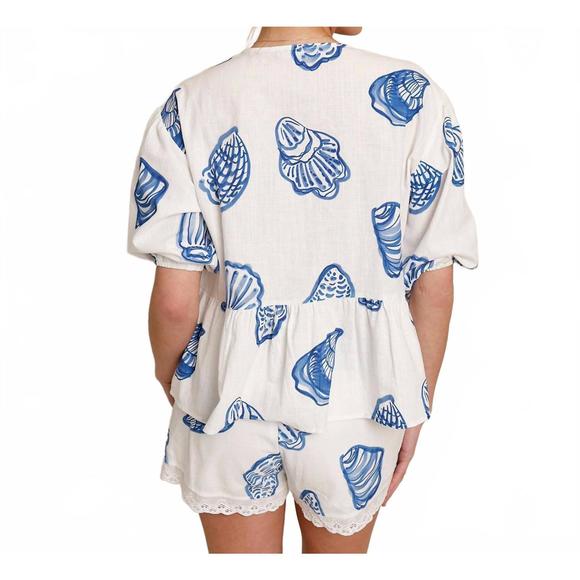 NEW BAILEY ROSE st. pete shell tie front top in blue - Picture 3 of 6